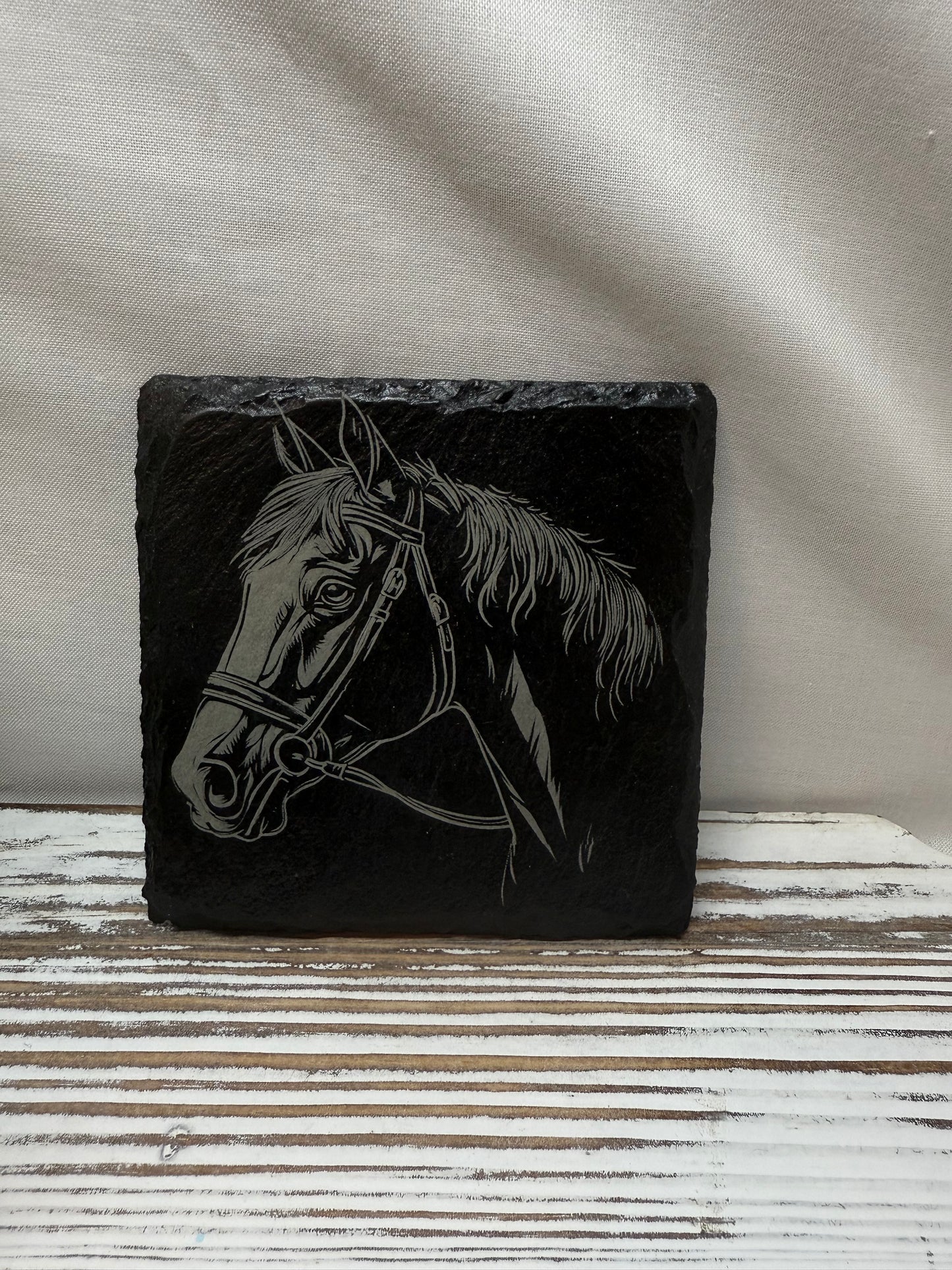 Horse Laser Engraved Slate Coaster