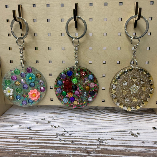 Handmade Flowers, Bears, Hearts Resin Keychains