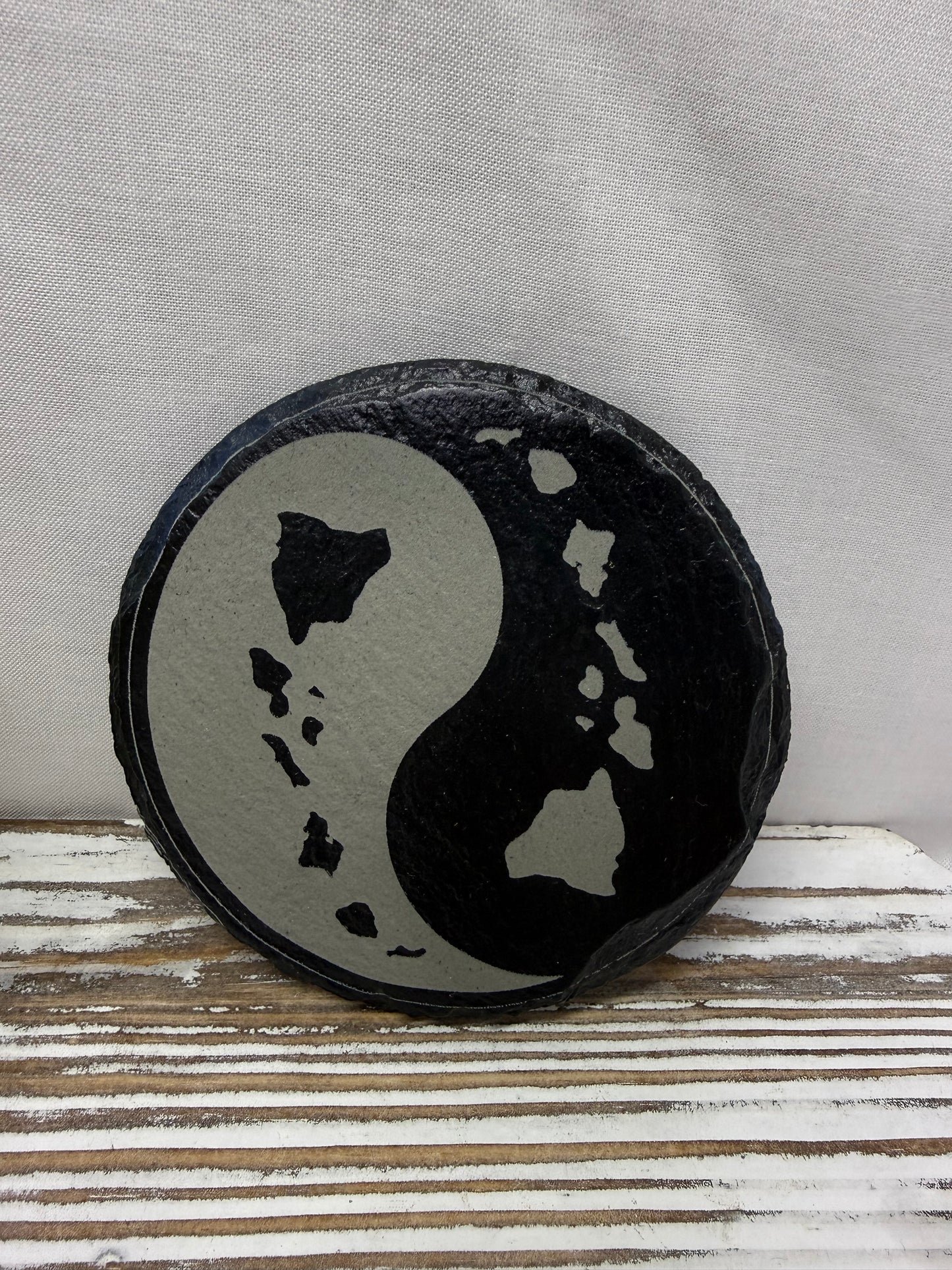 Hawaii Ying Yang Laser Engraved Slate Coaster