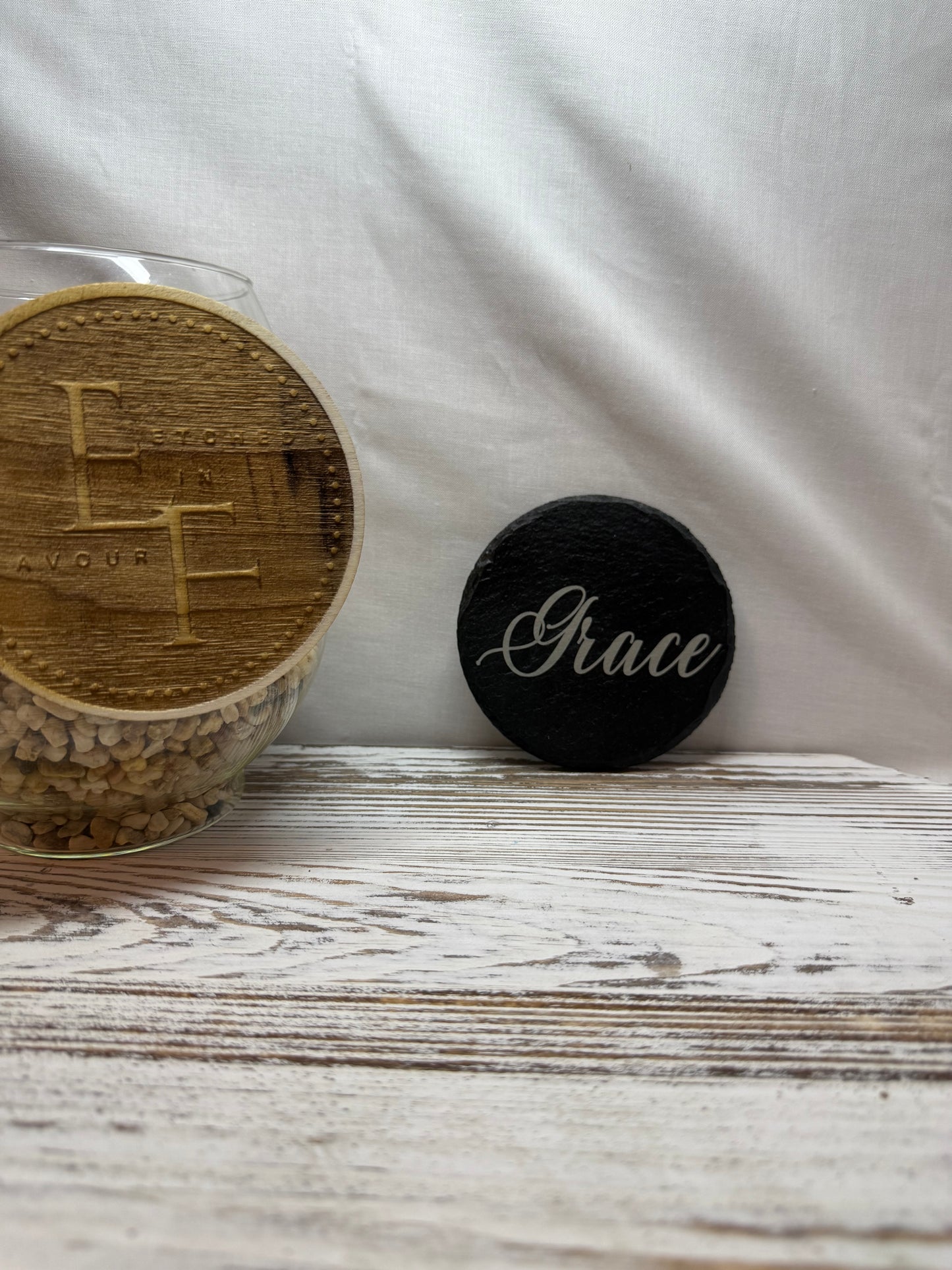 Grace Laser Engraved Slate Coaster