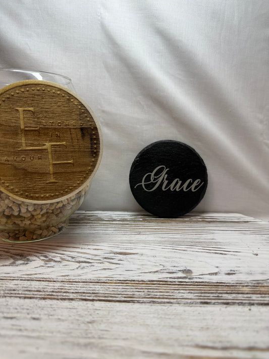 Grace Laser Engraved Slate Coaster