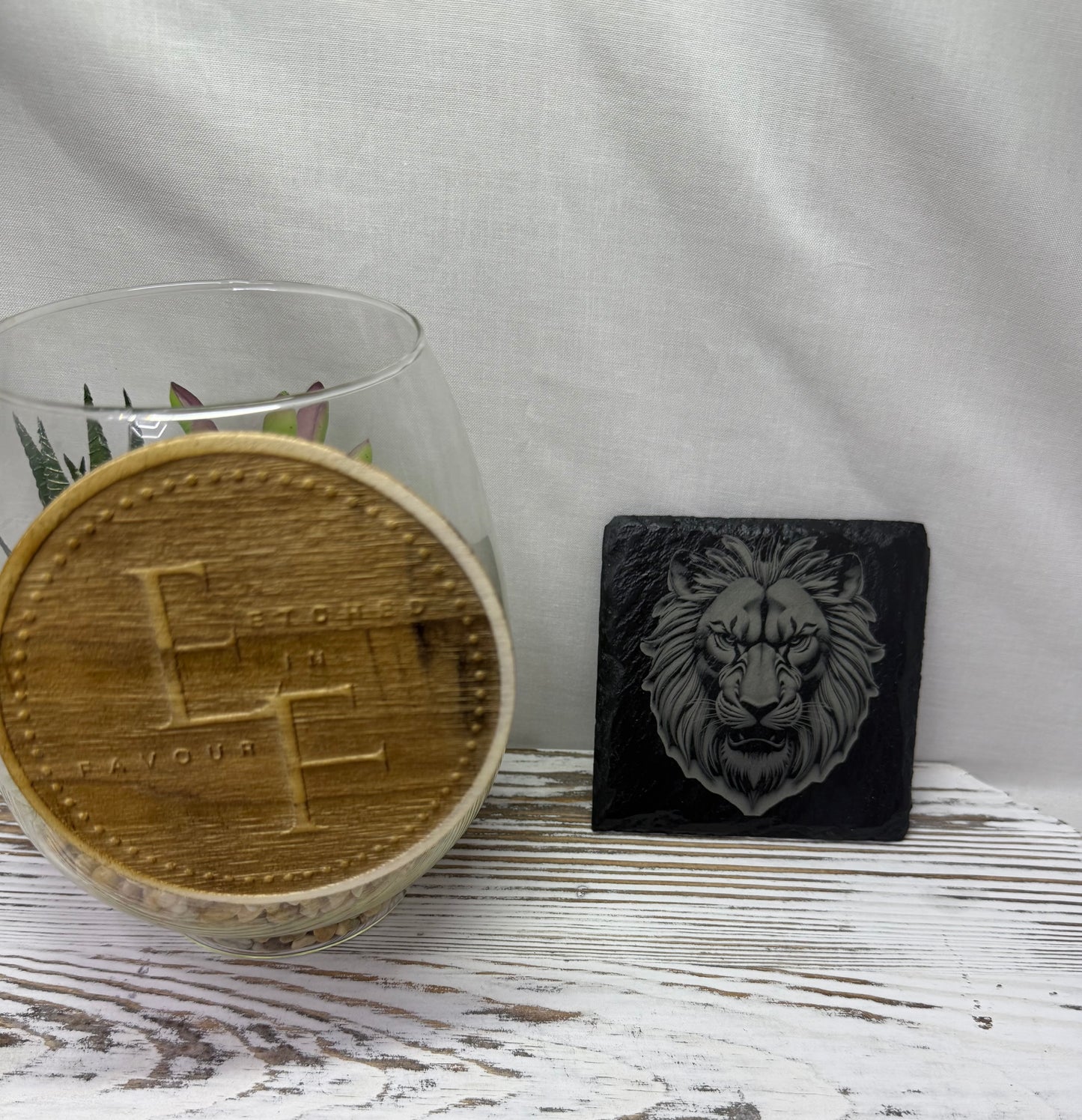 Lion Laser Engraved Slate Coaster