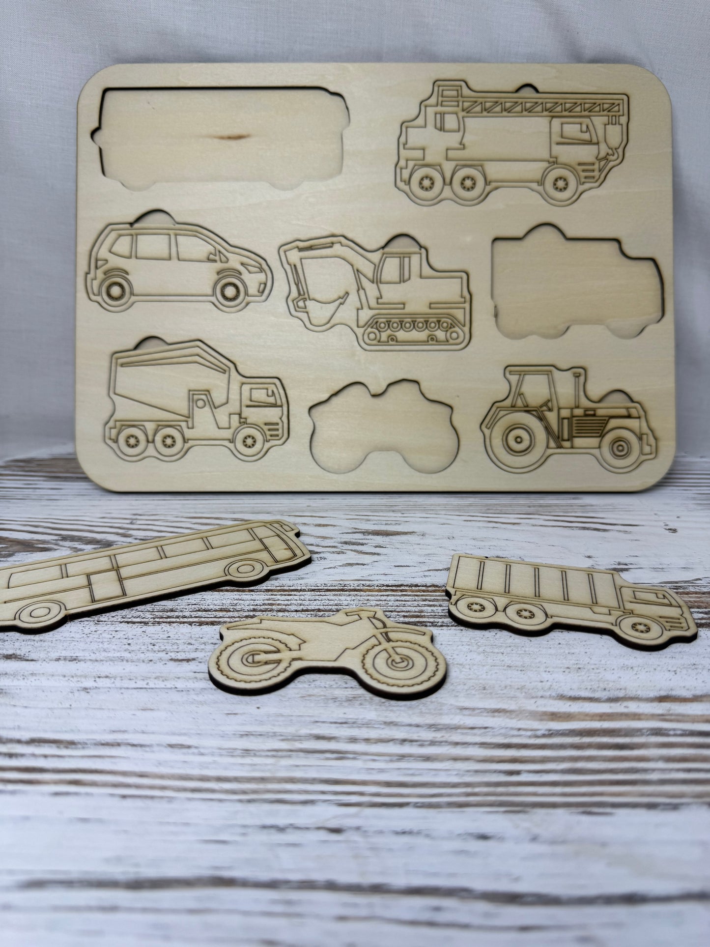 Vehicle Exploration Wooden Puzzle – Kids Learning Board