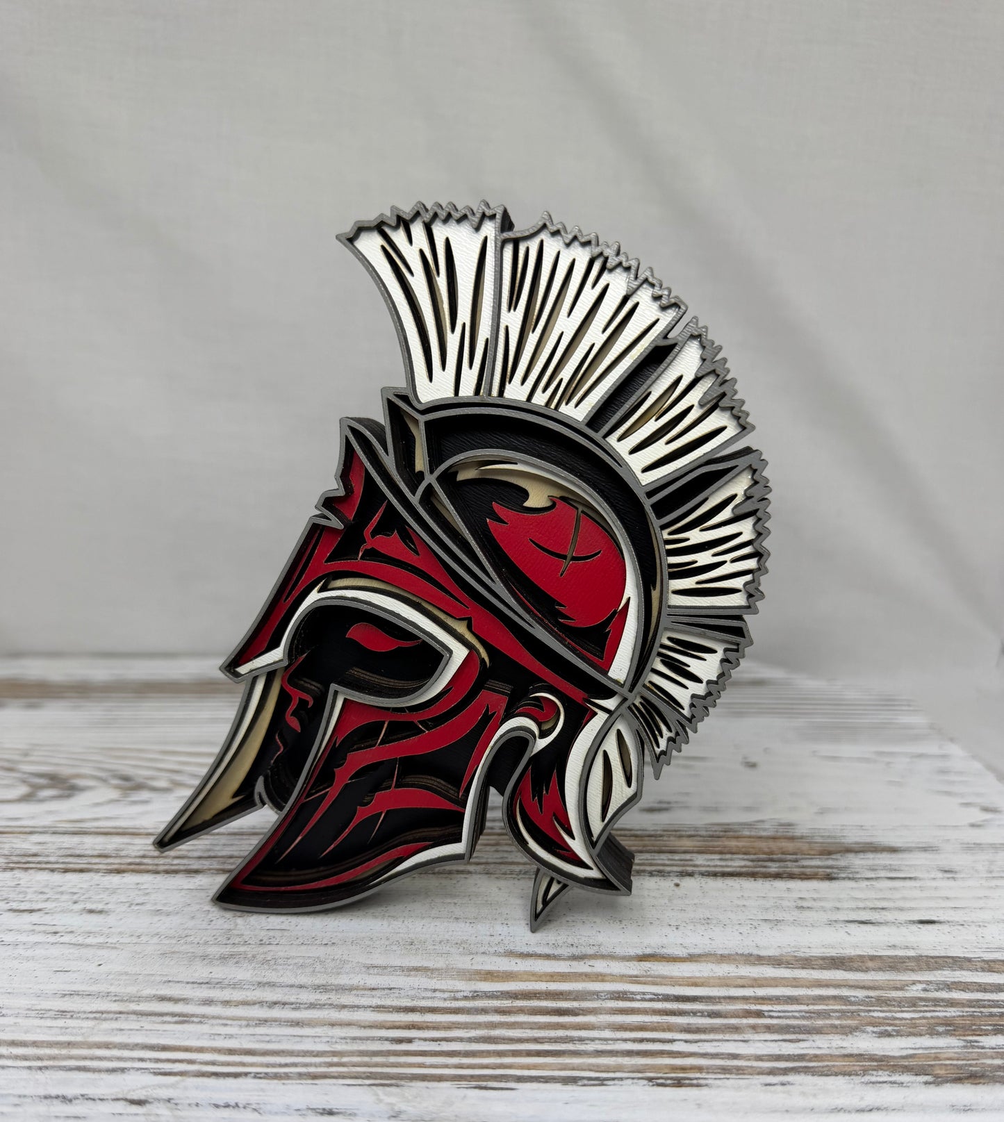 Spartan Helmet Multilayer Wood Decor