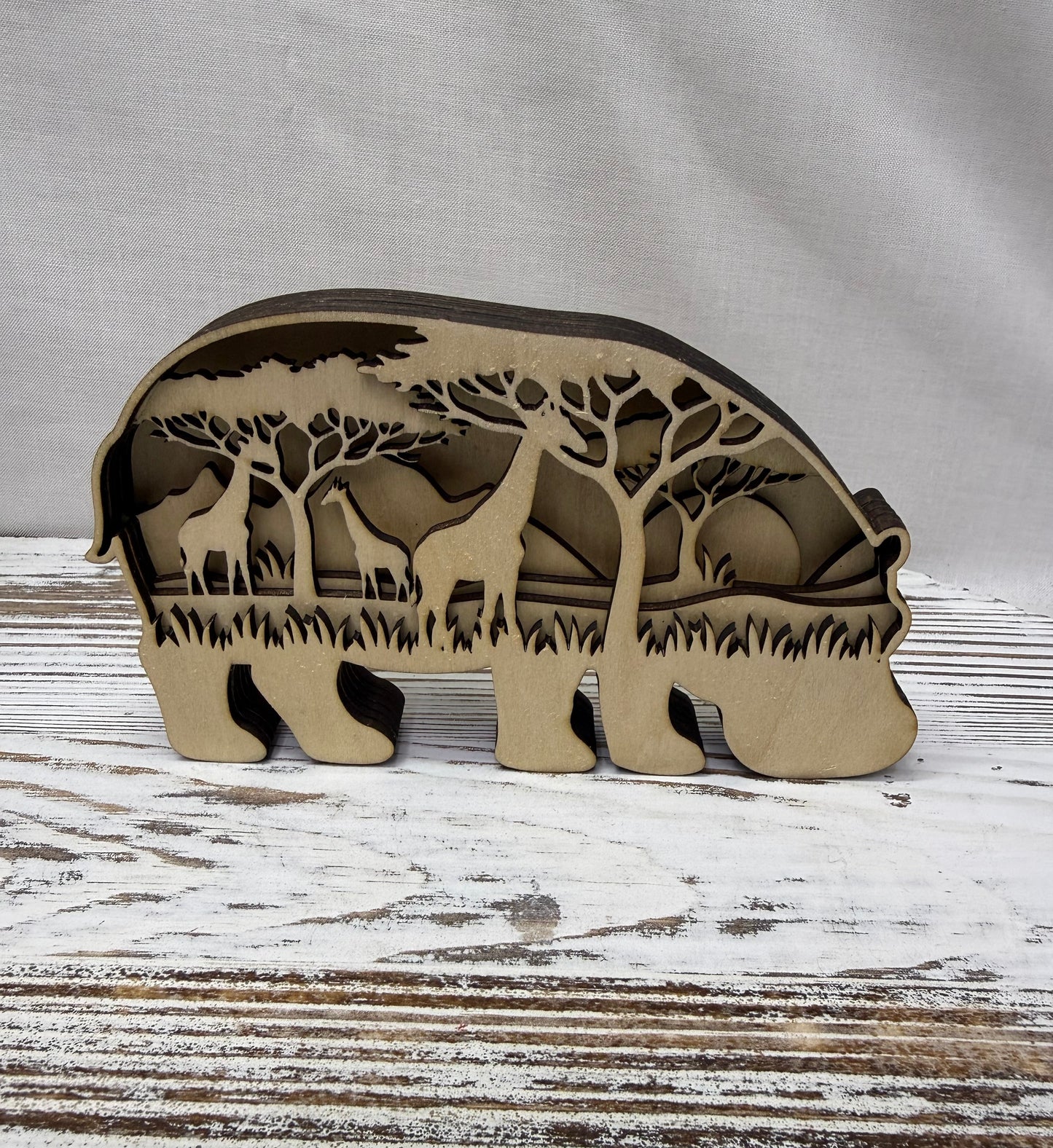 Hippo Multilayer Wood Decor