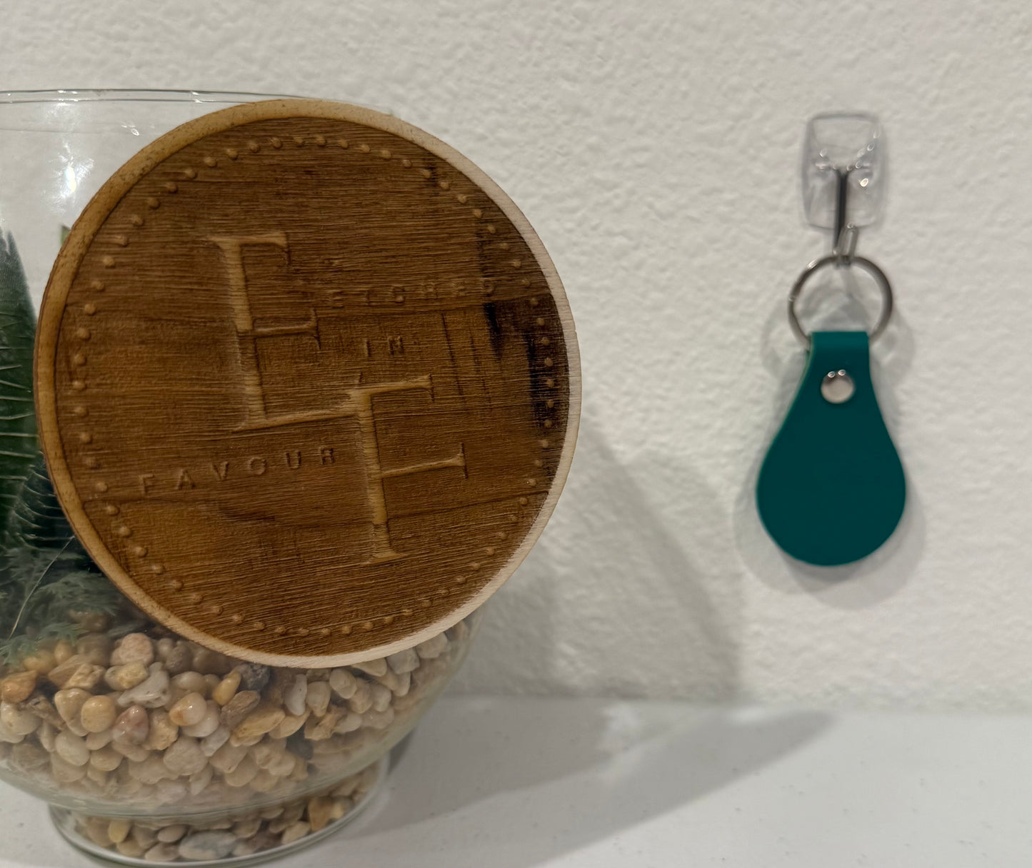 Custom Green Leatherette Keychain