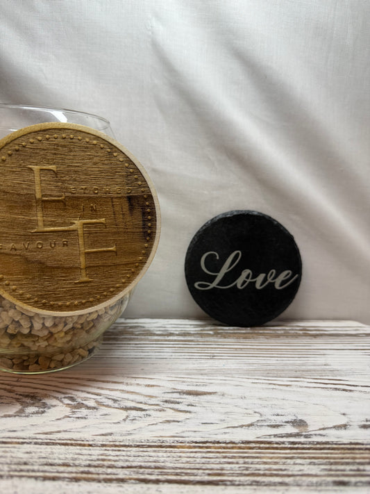 Love Laser Engraved Slate Coaster