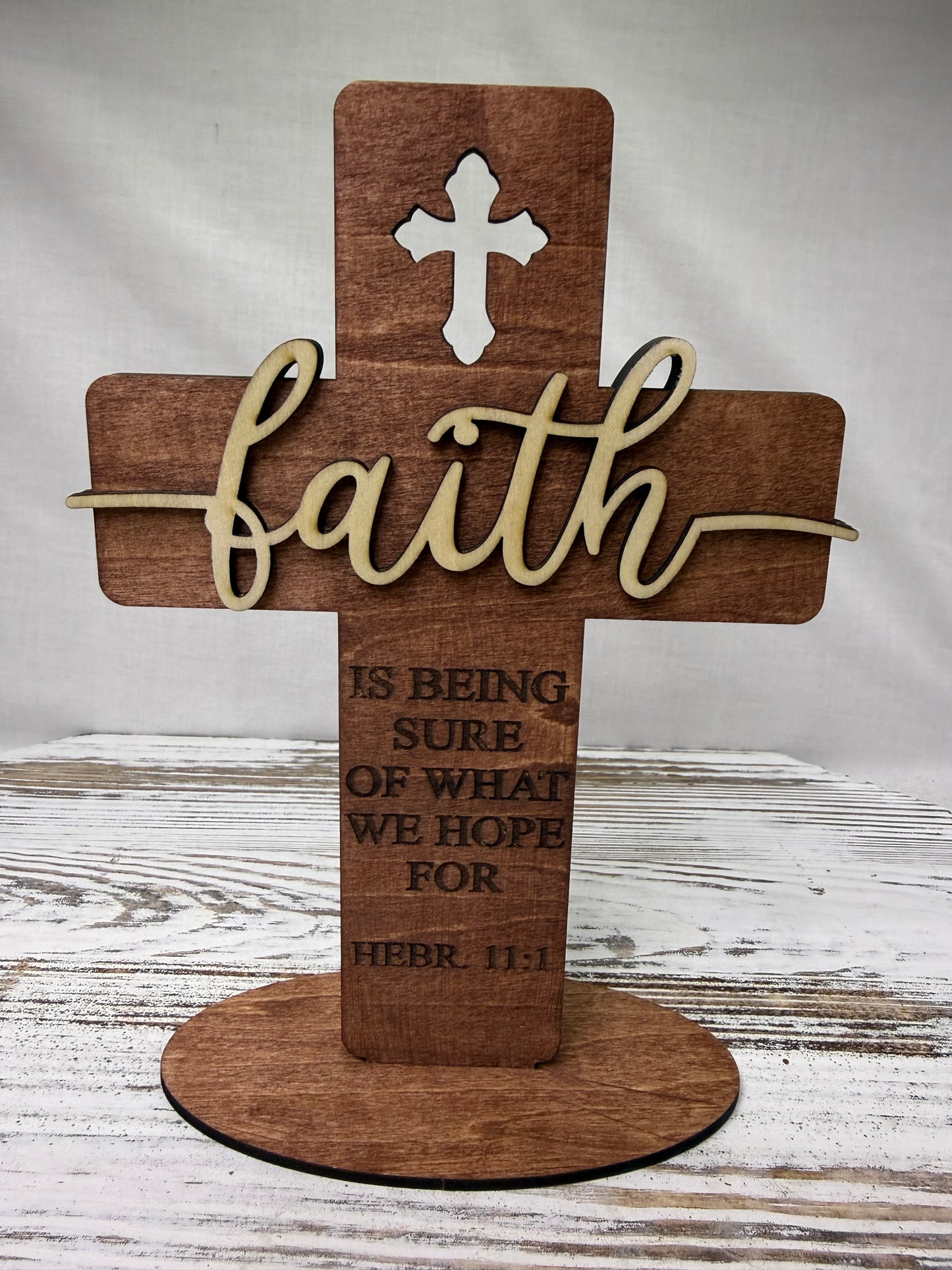 Faith Cross Wooden Display – Hebrews 11:1