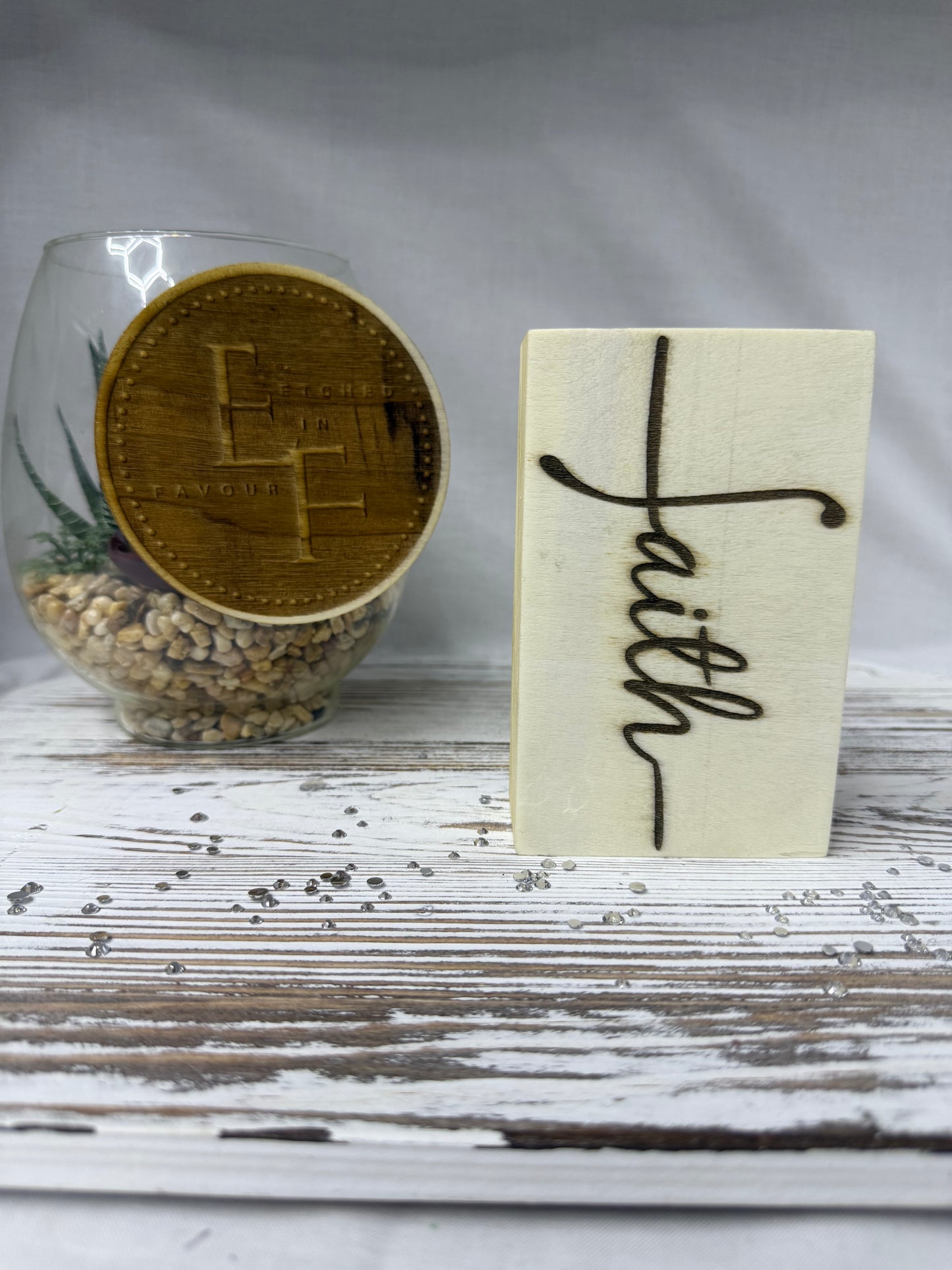Laser Engraved “Faith” Wood Block Sign