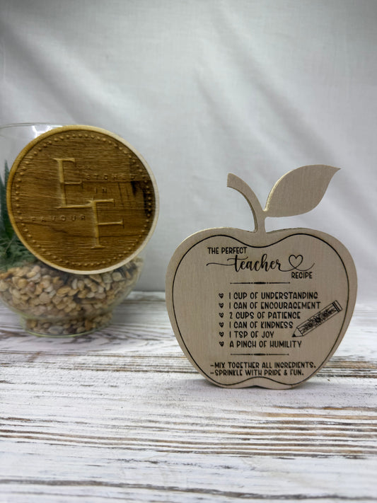 The Perfect Teacher Recipe Laser Cut Apple