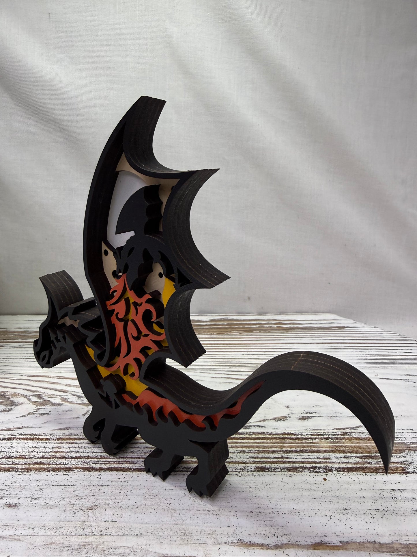 Flame Dragon Multilayer Wood Decor