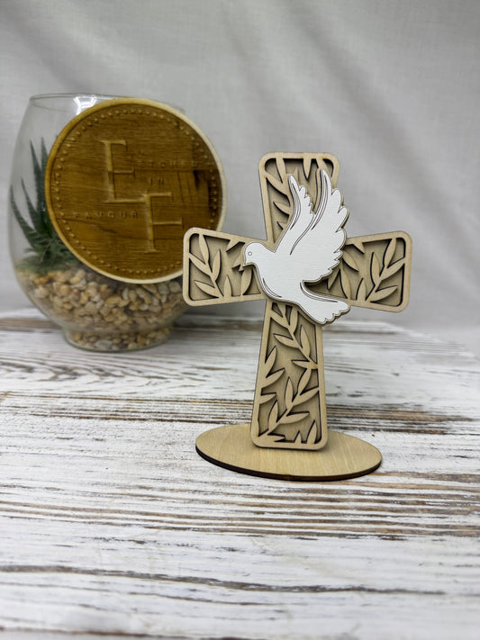 Dove Cross Wooden Display