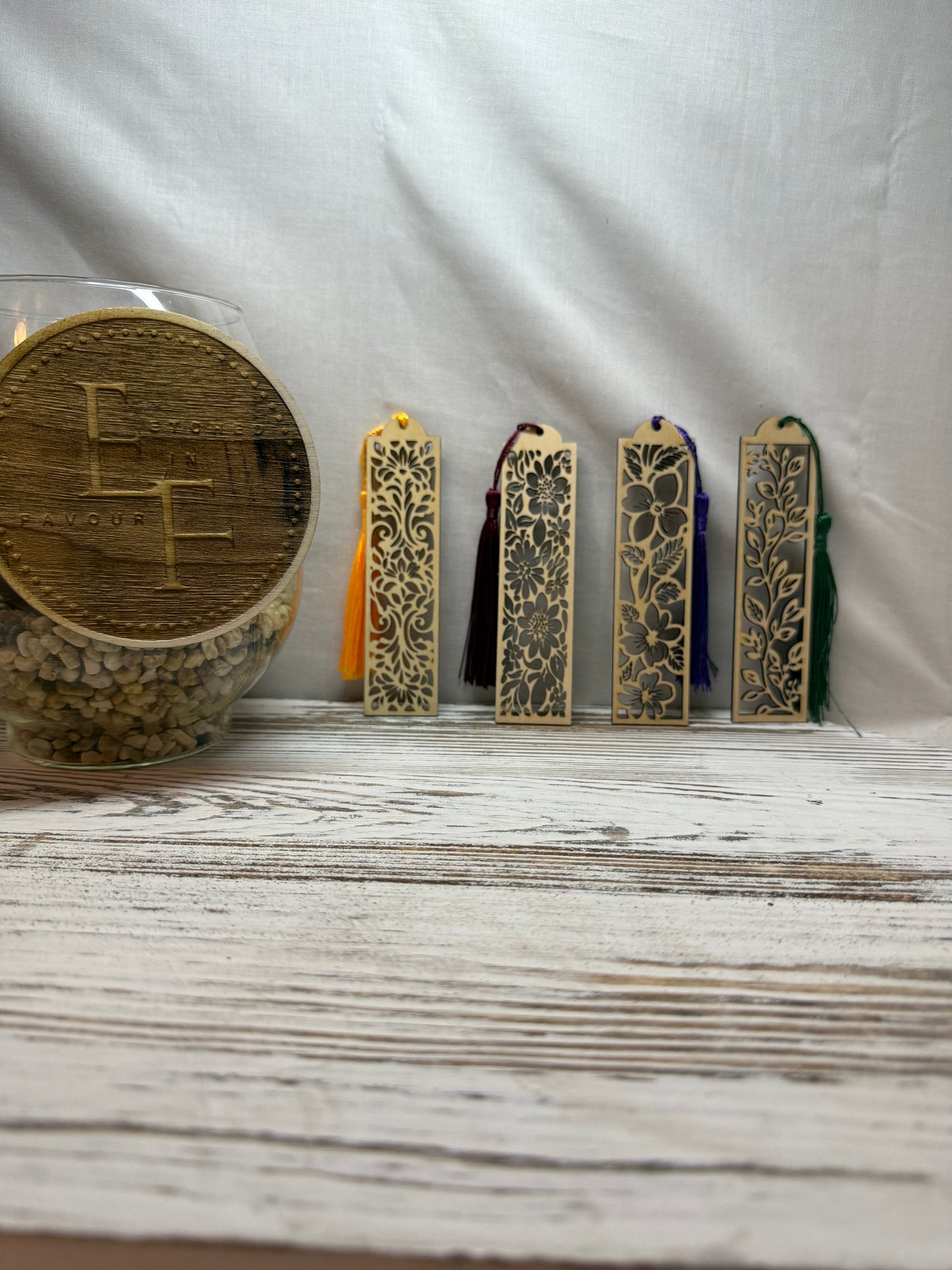 Floral Theme - Laser Engraved Wood Bookmarks