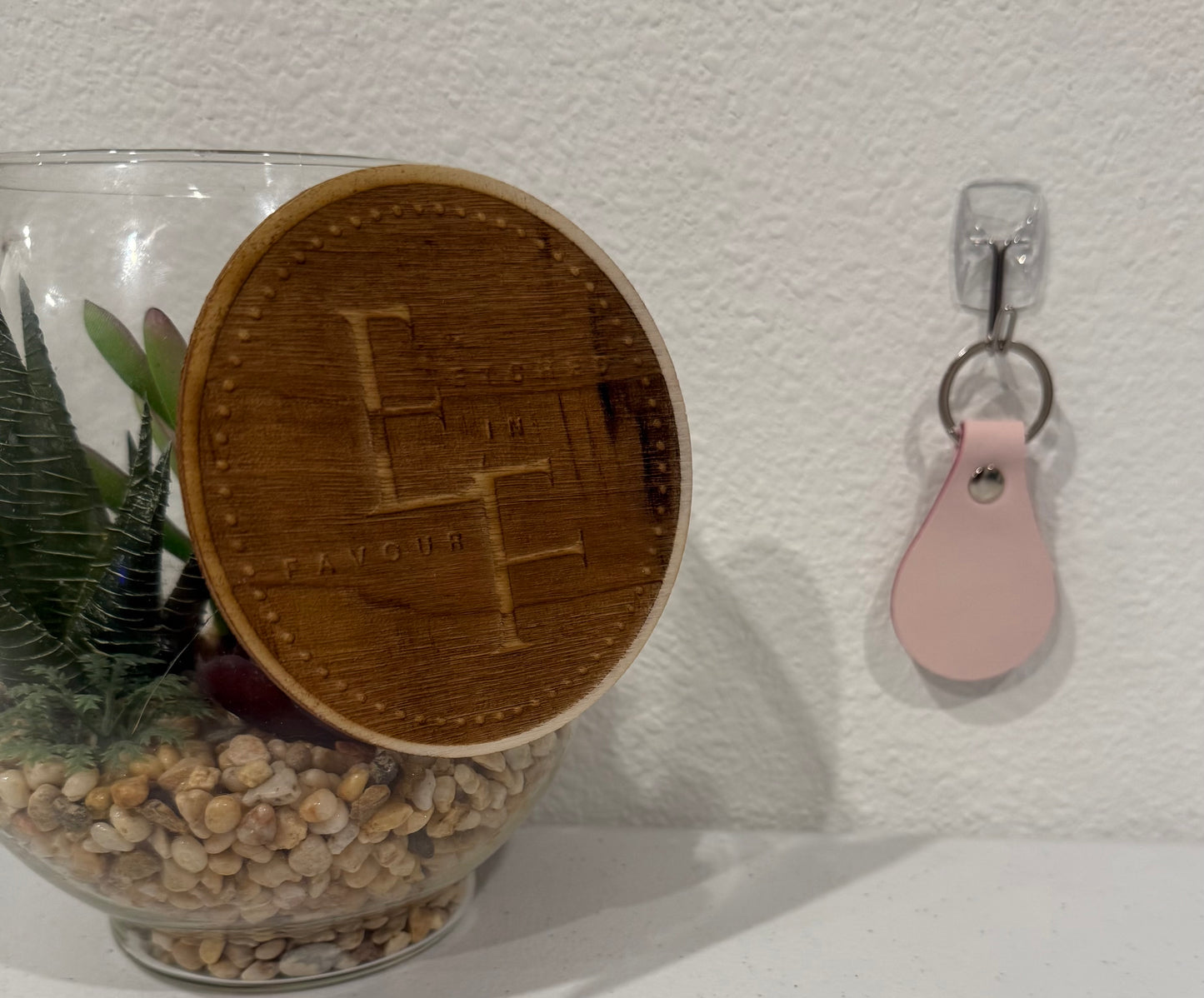 Custom Light Pink Leatherette Keychain