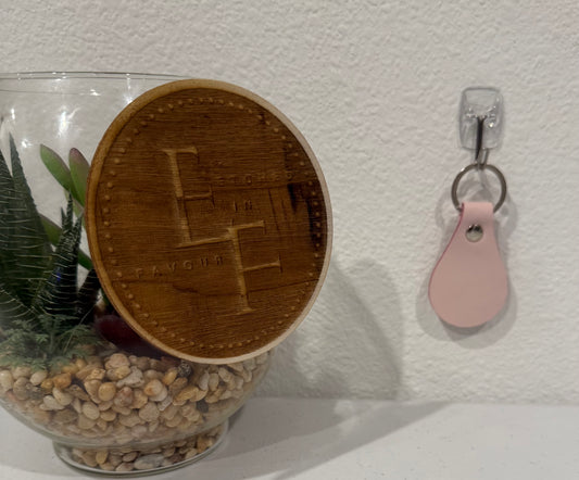 Custom Light Pink Leatherette Keychain