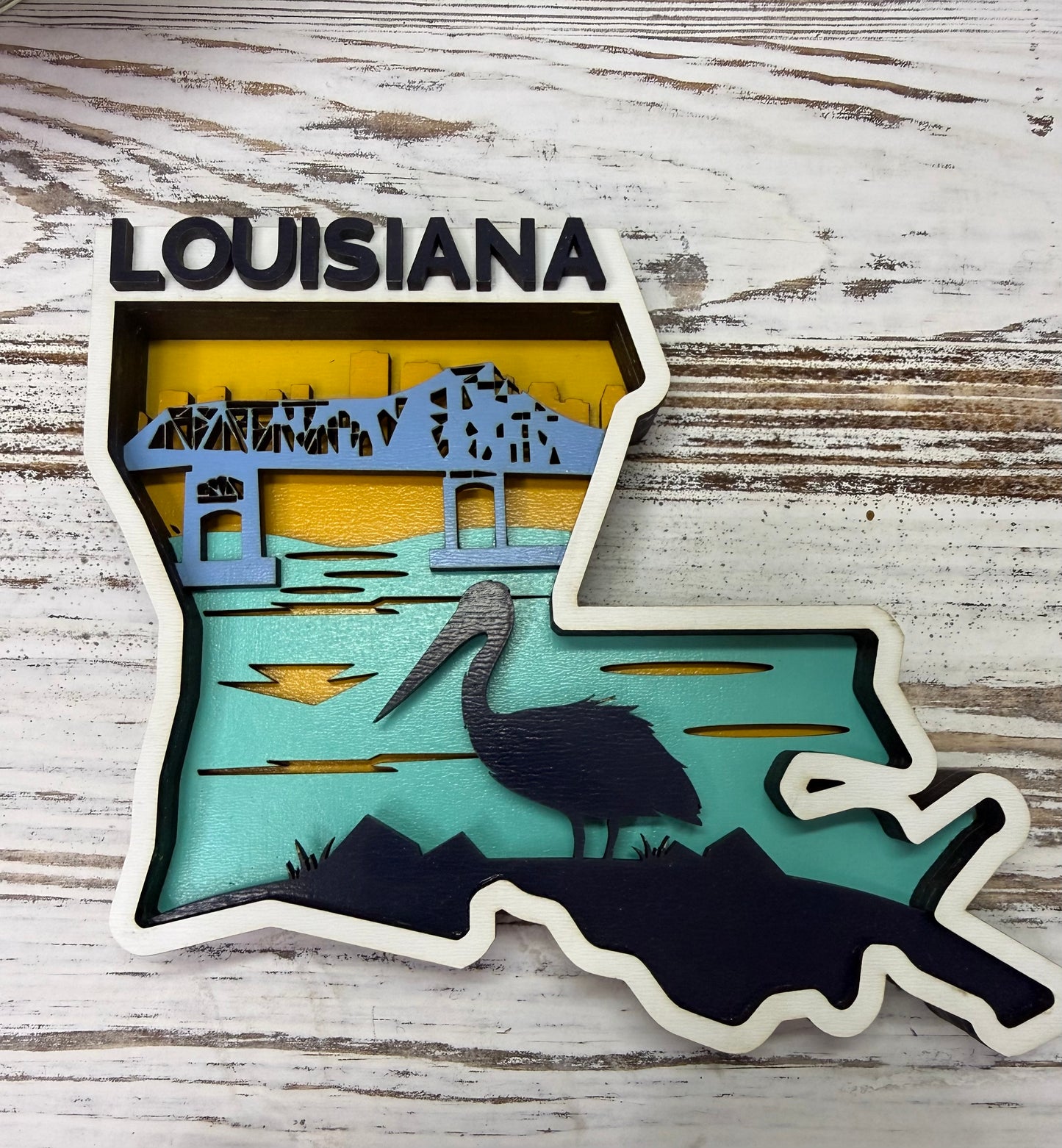 Louisiana Layered Wood Display