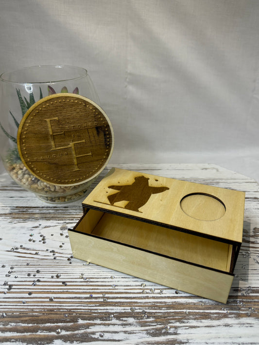 Bear Laser Engraved Wooden Box (Tea Light Holder)