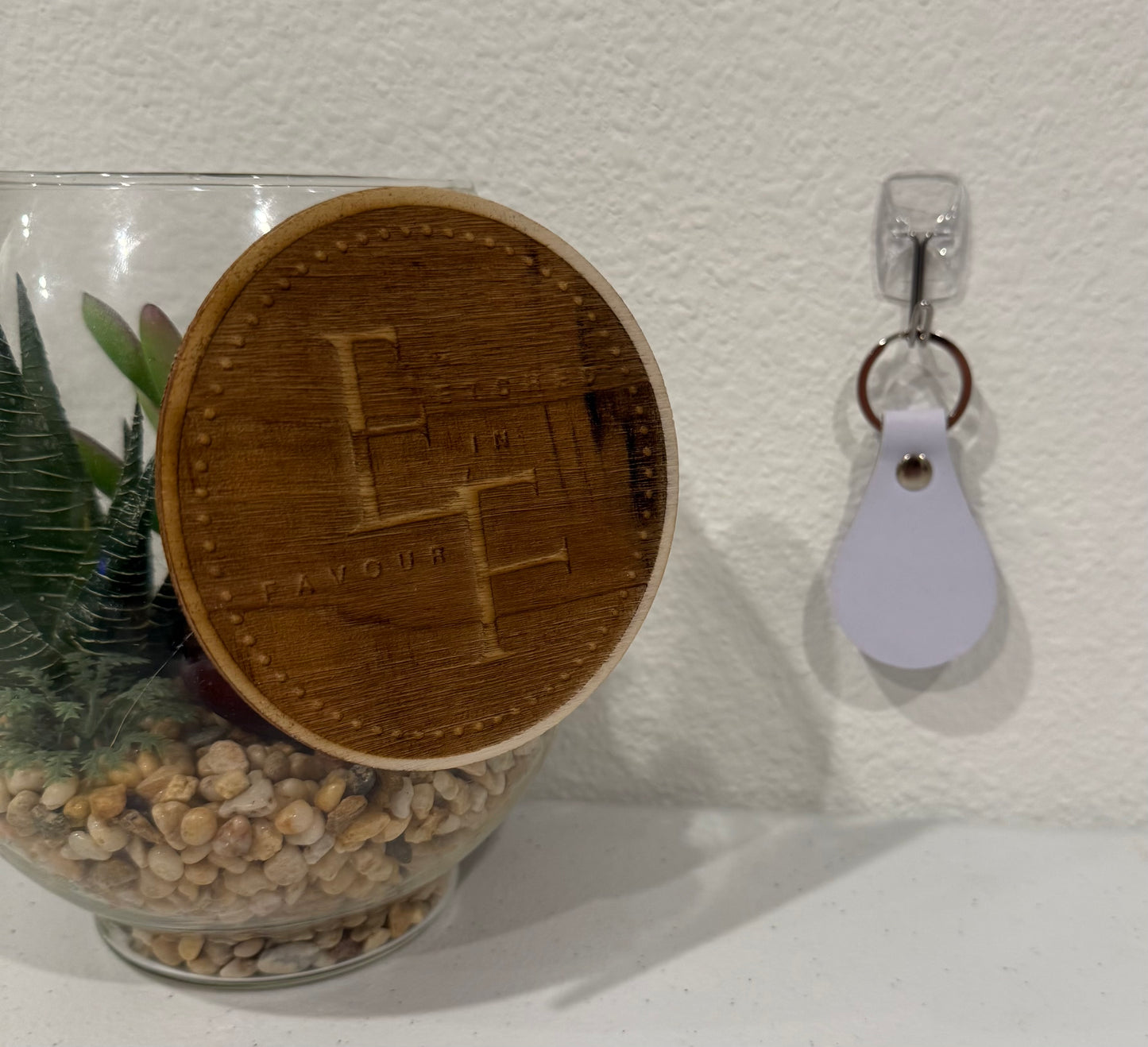 Custom Lavender Leatherette Keychain
