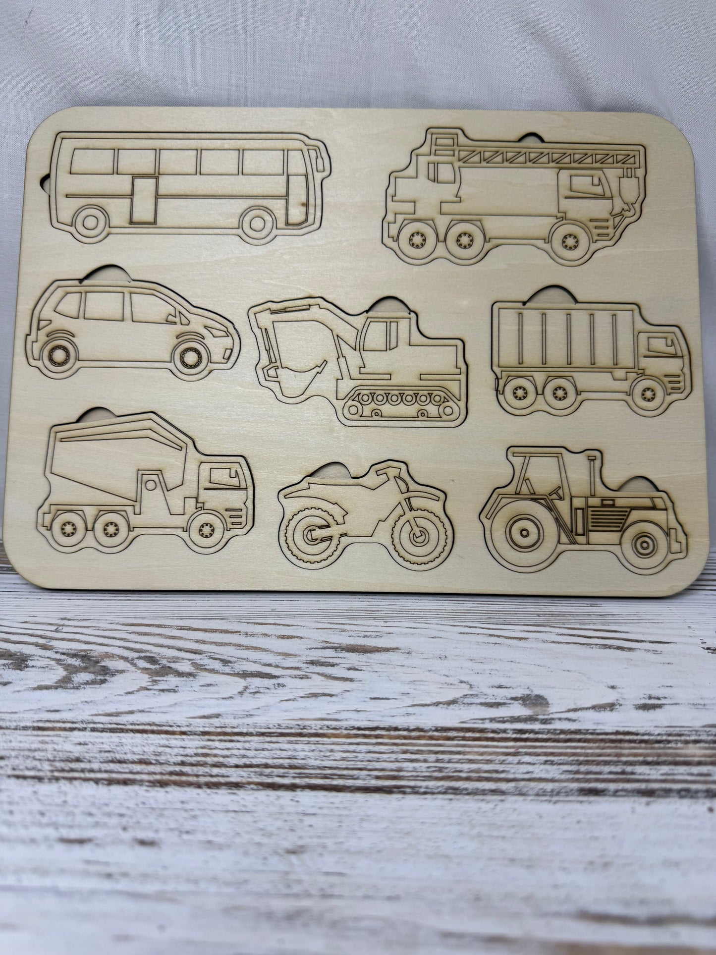 Vehicle Exploration Wooden Puzzle – Kids Learning Board