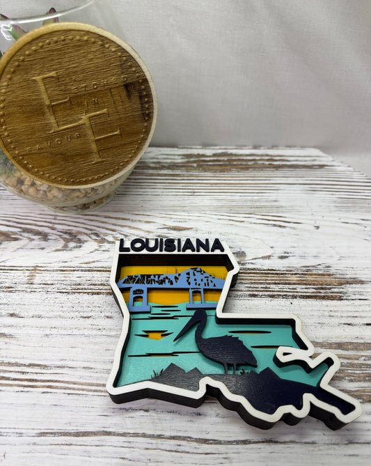 Louisiana Layered Wood Display