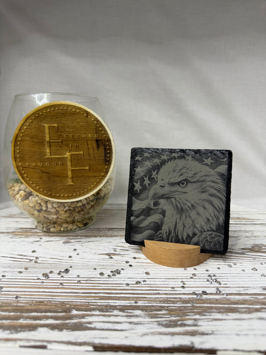 Eagle Laser Engraved Slate Coaster