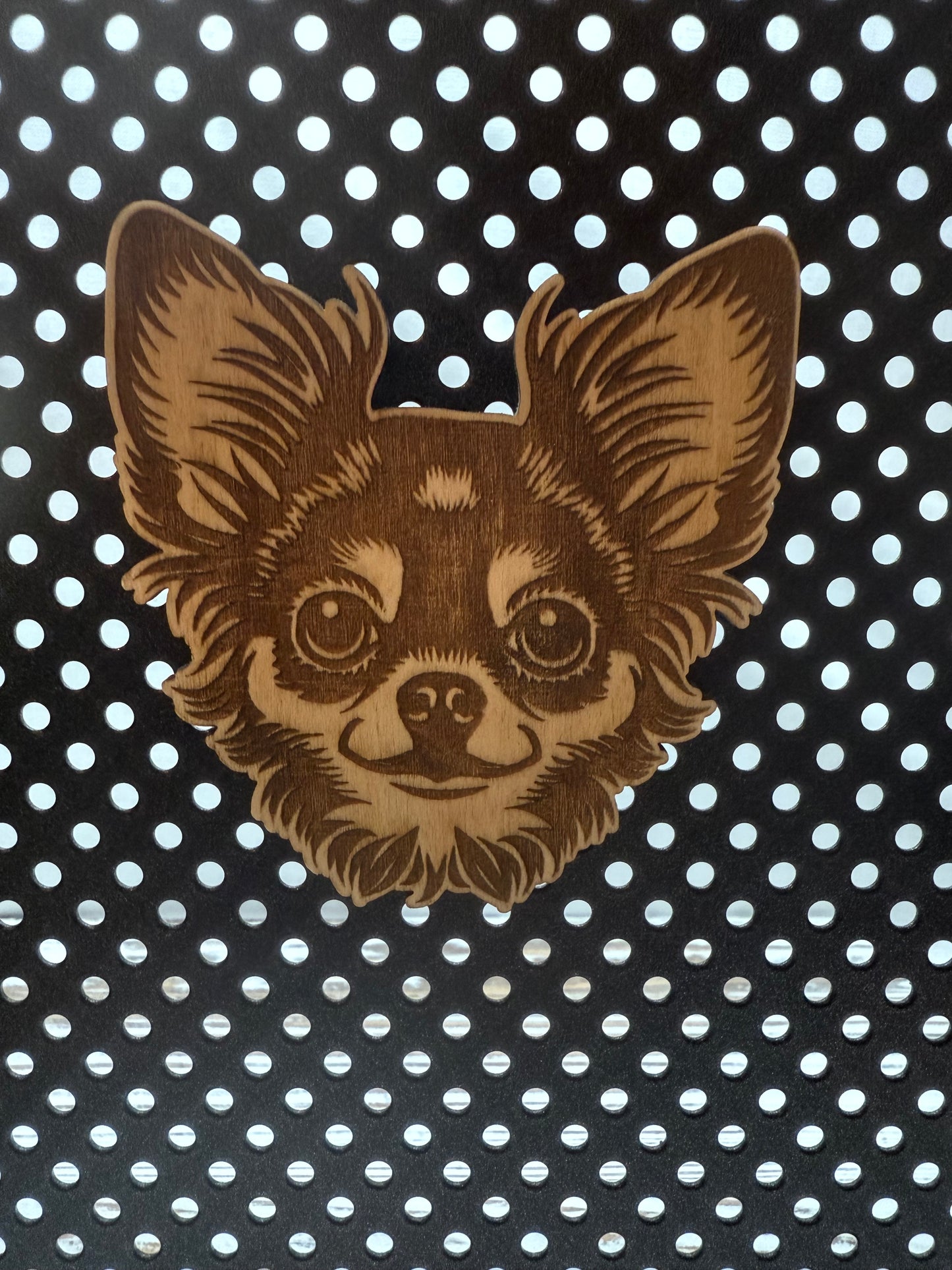 Long Coat Chihuahua -Dog Laser Engraved Wood Magnet