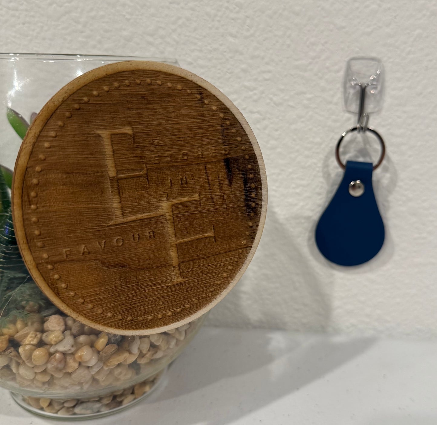 Custom Dark Blue Leatherette Keychain