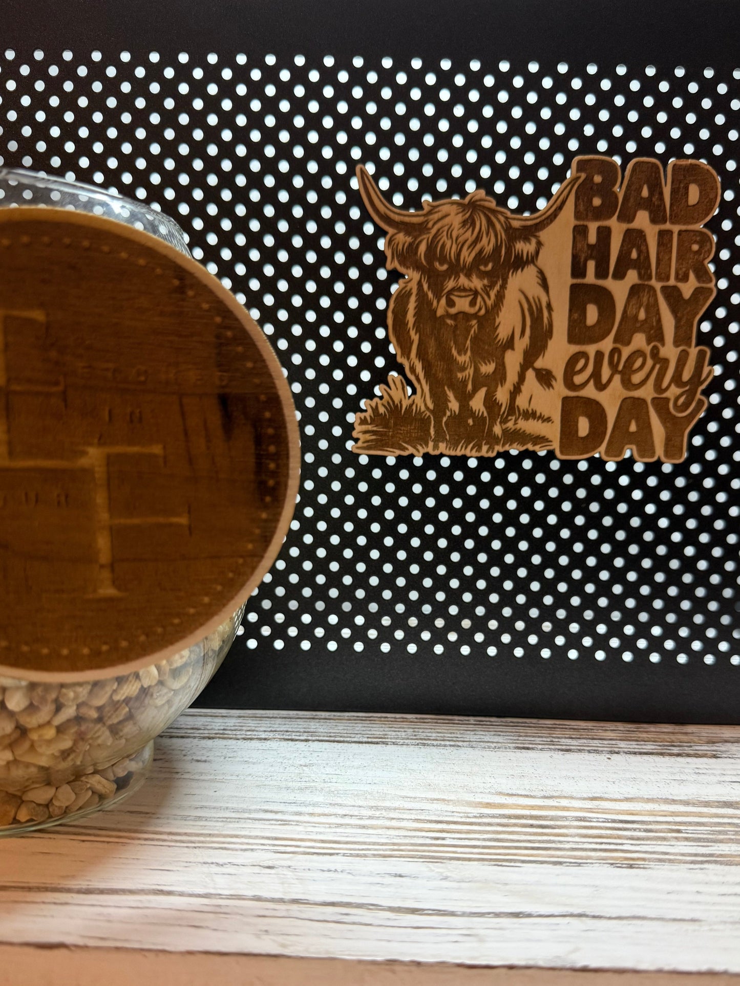 Bad Hair Day Laser Engraved Wood Magnet