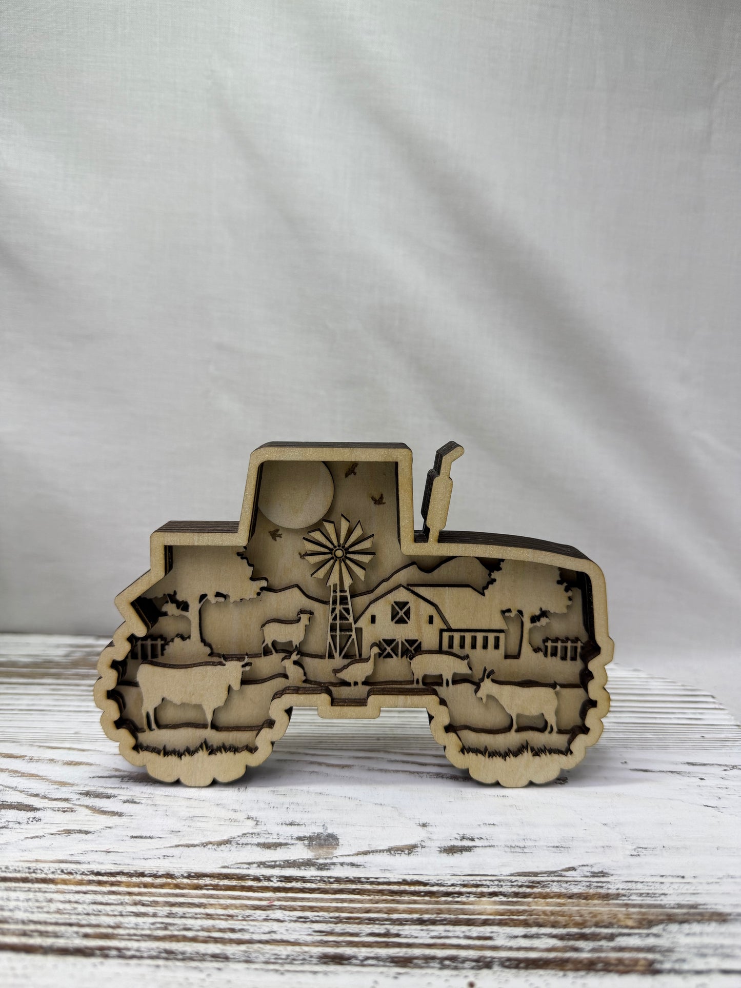 Tractor Multilayer Wood Decor