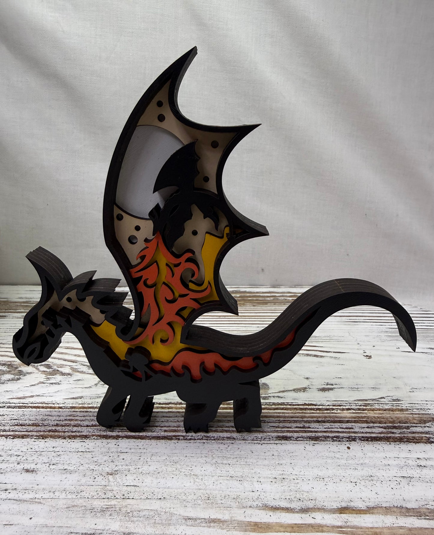 Flame Dragon Multilayer Wood Decor