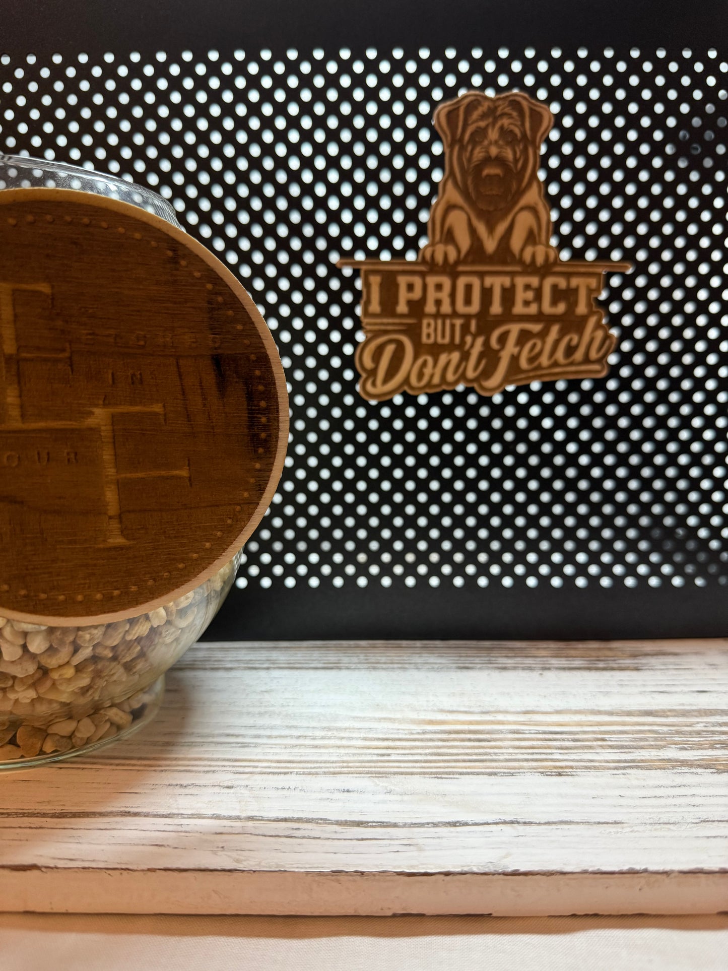 I Protect But Don't Fetch Laser Engraved Wood Magnet