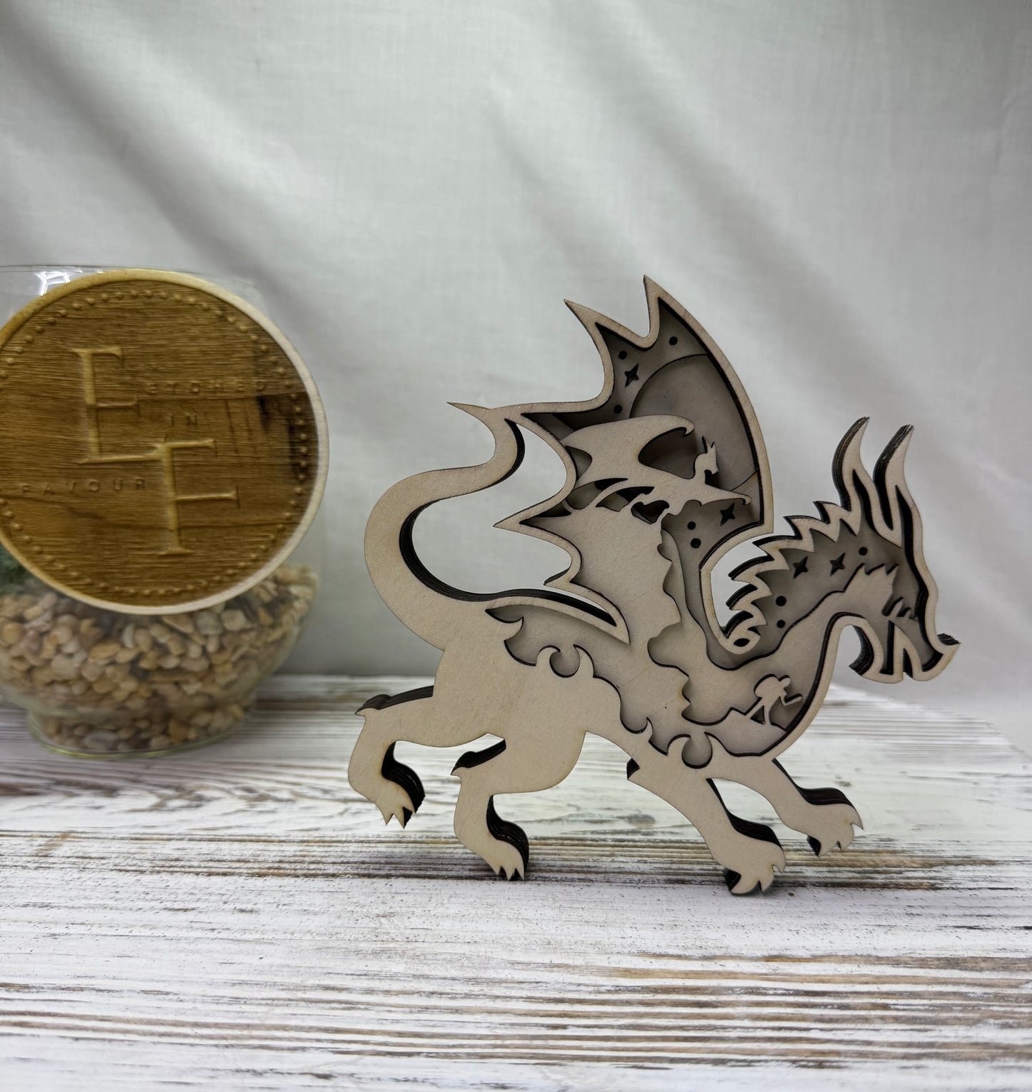 Moonlit Dragon Multilayer Wood Decor