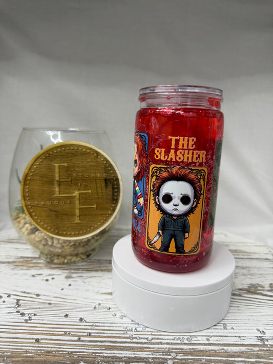 Horror Snow Globe Tumbler Filled