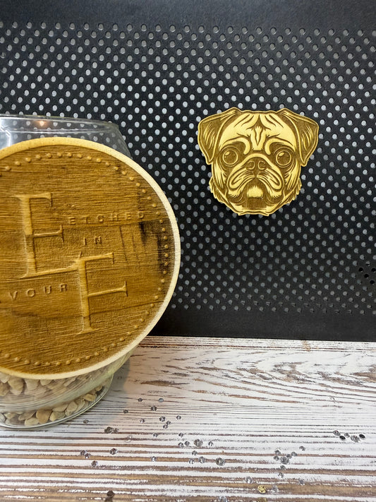 Pug - Dog Laser Engraved Wood Magnet