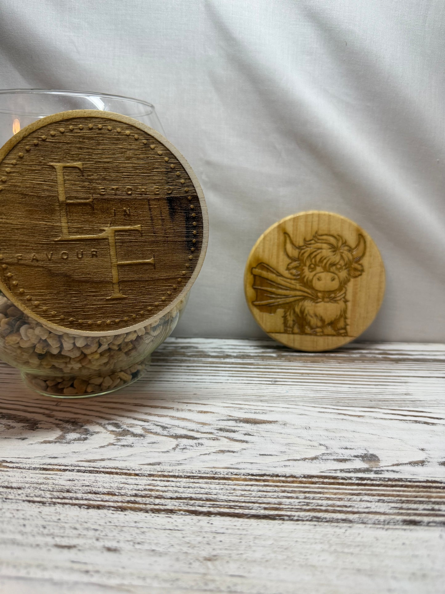 Highland Cow with Cape Laser Engraved Wood Coaster