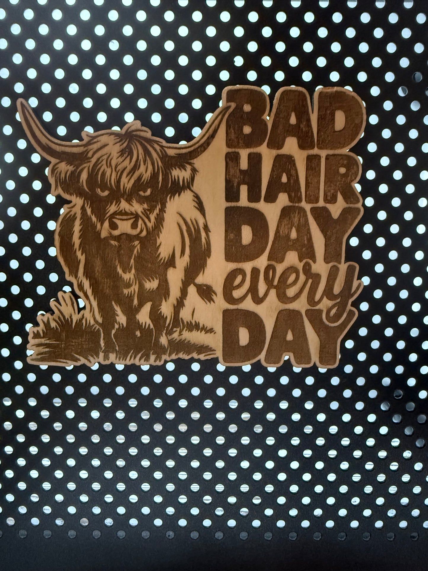 Bad Hair Day Laser Engraved Wood Magnet