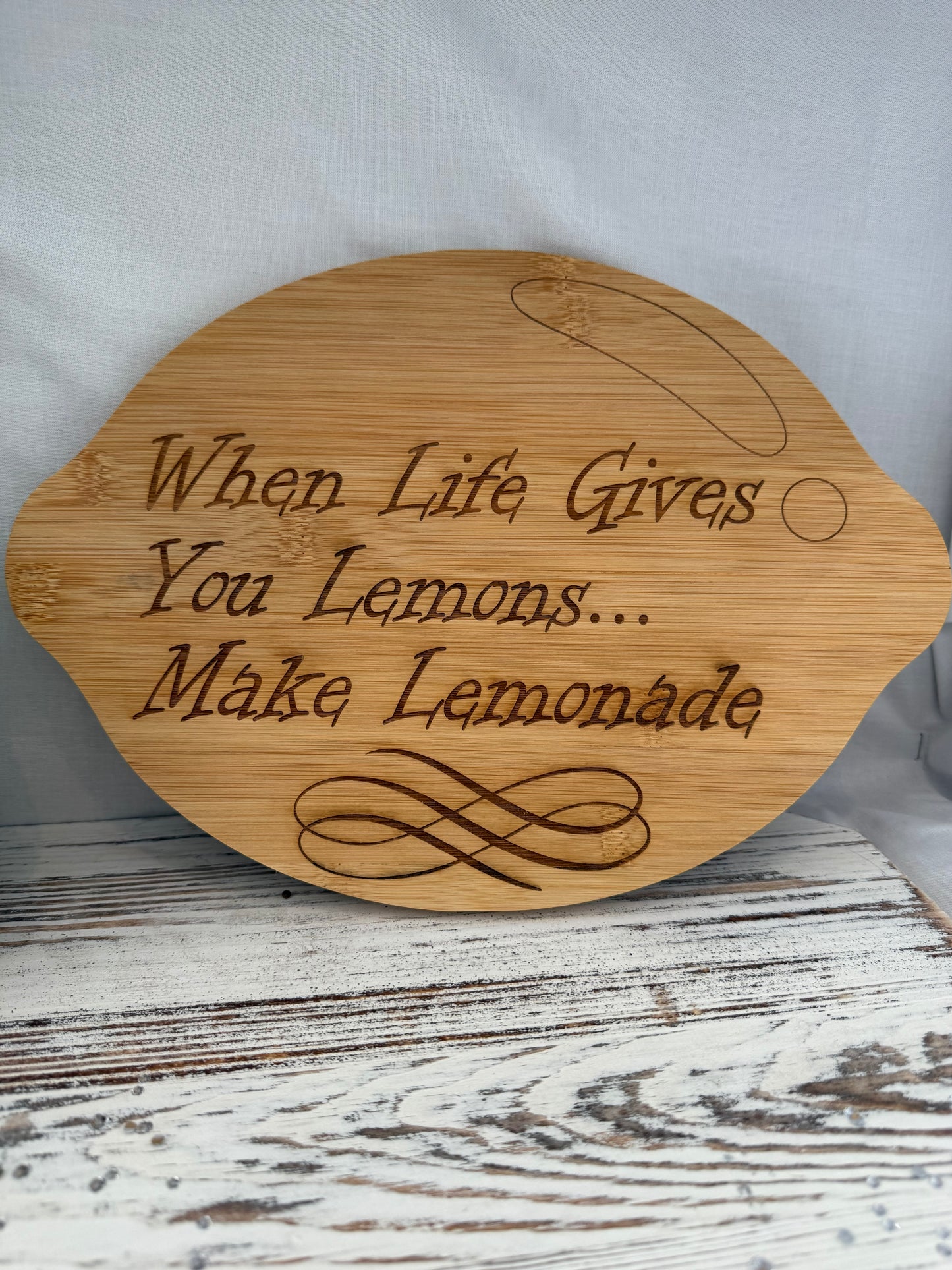 “When Life Gives You Lemons…” Laser Engraved Bamboo Cutting Board – Inspirational Kitchen Décor