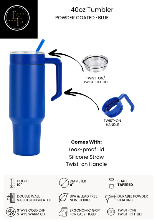 Blue 40oz Tumbler - Custom Laser Engraved