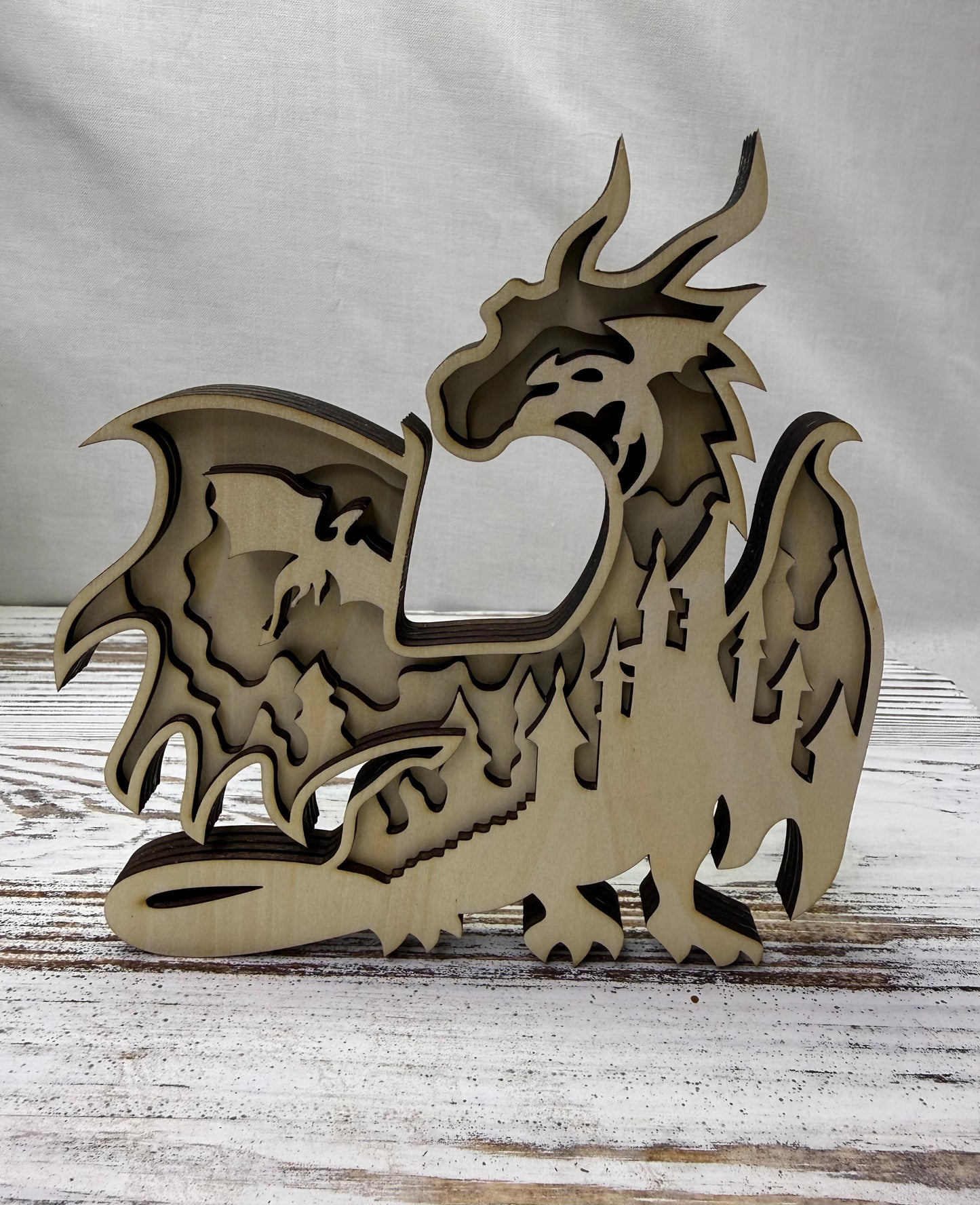 Castle Dragon Multilayer Wood Decor
