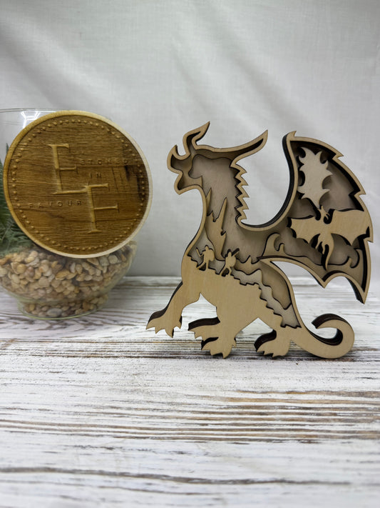 Cave Dragon Multilayer Wood Decor