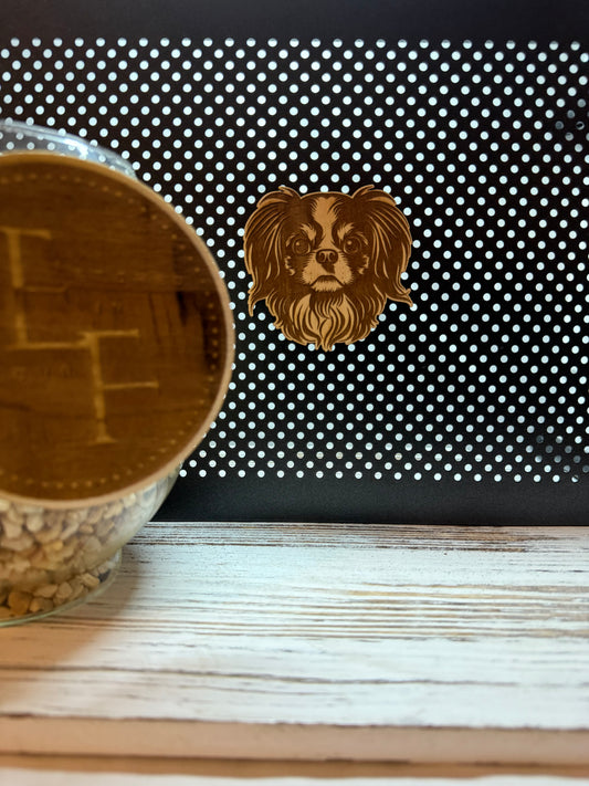 Japanese Chin -Dog Laser Engraved Wood Magnet