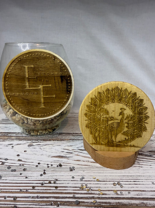 Peacock Laser Engraved Wood Coaster