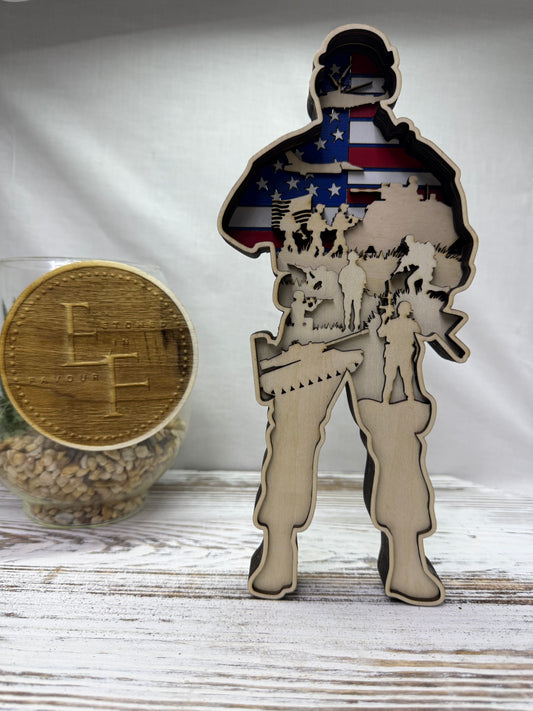 Soldier's Fight Laser Cut Home Decor