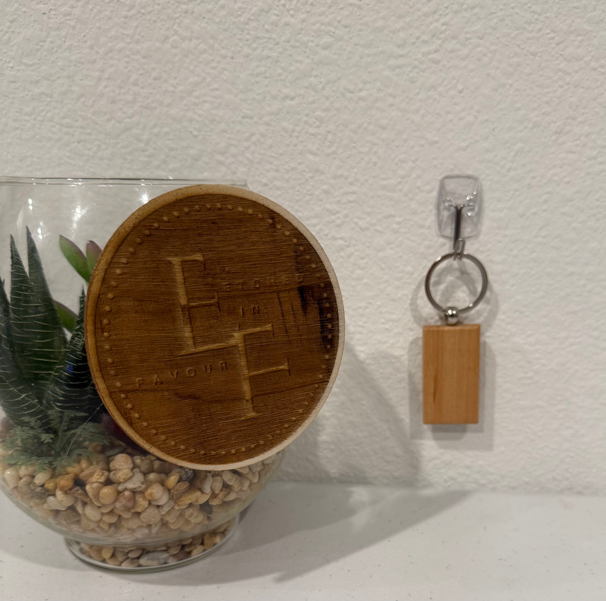 Custom Wood Rectangle Keychain from Etched in Favour