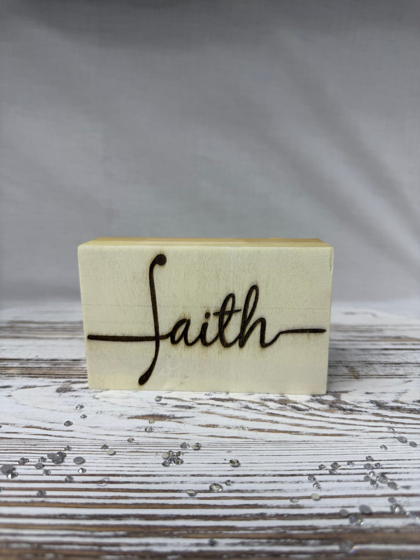 Laser Engraved “Faith” Wood Block Sign
