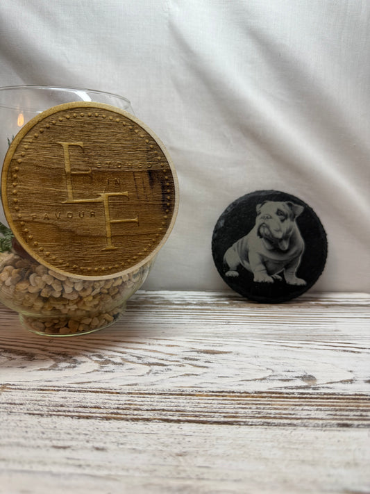 Bulldog Laser Engraved Slate Coaster