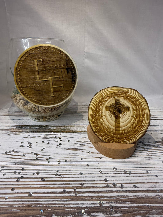 Crown of Thorns Cross – Laser Engraved Natural Wood Decor