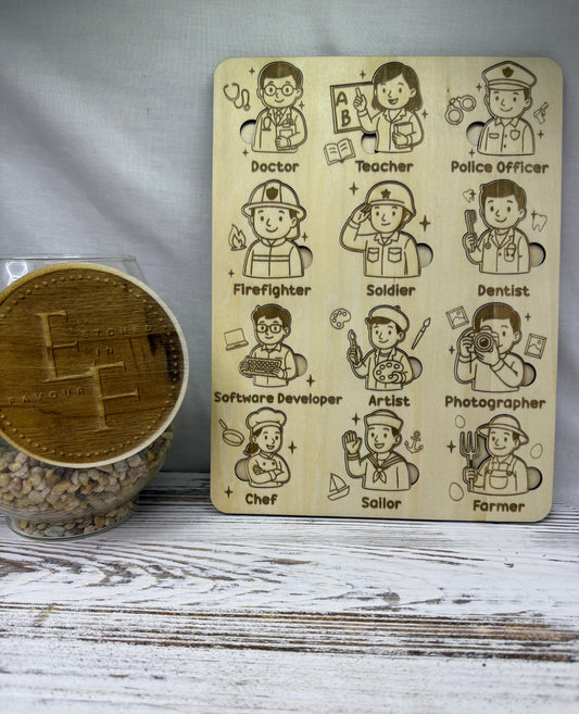 Career Exploration Wooden Puzzle – Kids Profession Learning Board