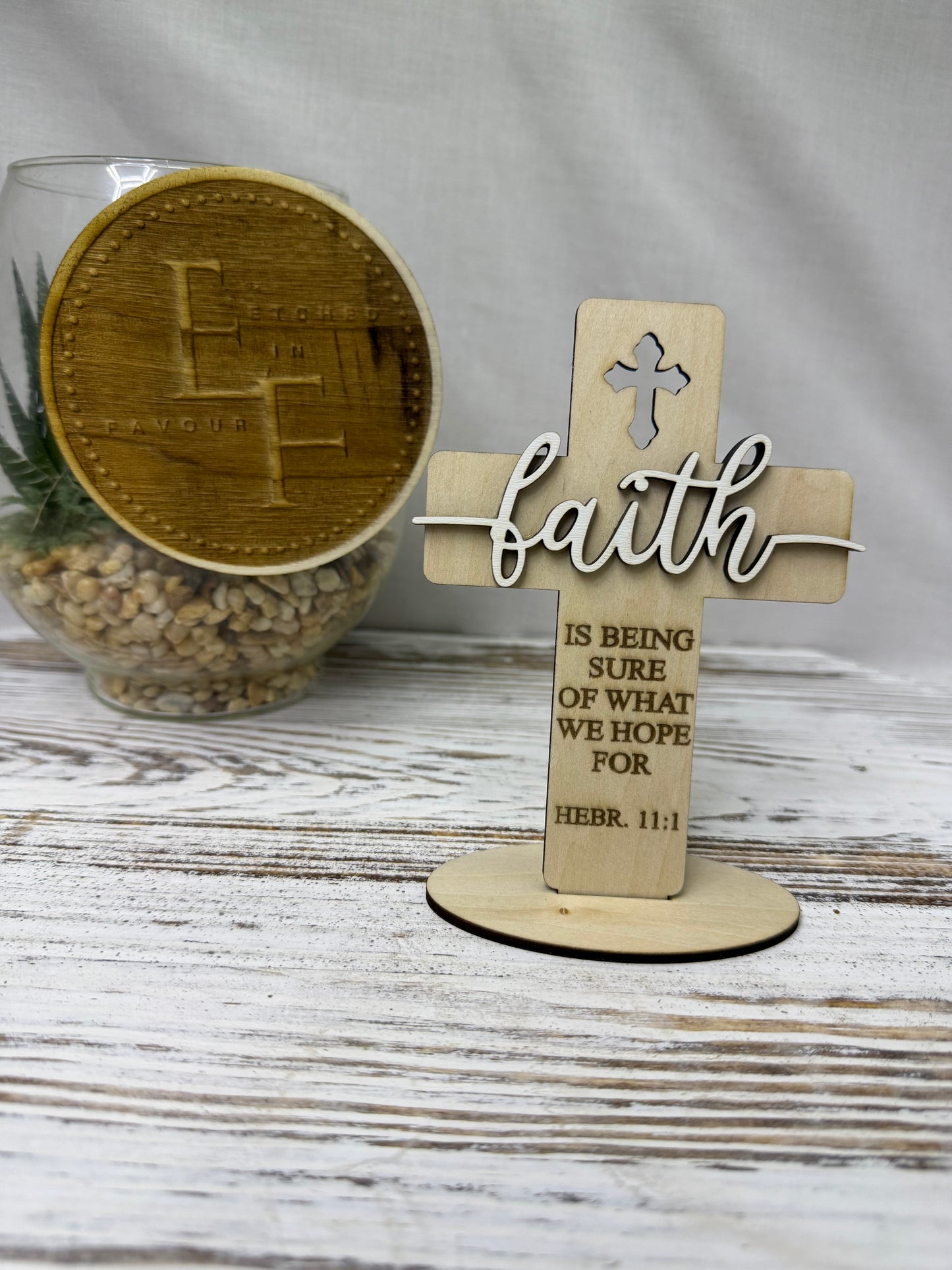Faith Cross Wooden Display – Hebrews 11:1