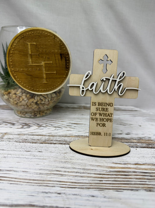 Faith Cross Wooden Display – Hebrews 11:1